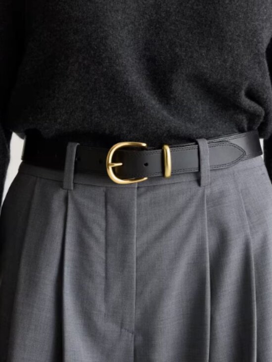 NWT Quince Allegra European Leather Belt in Black Size Medium main image 6